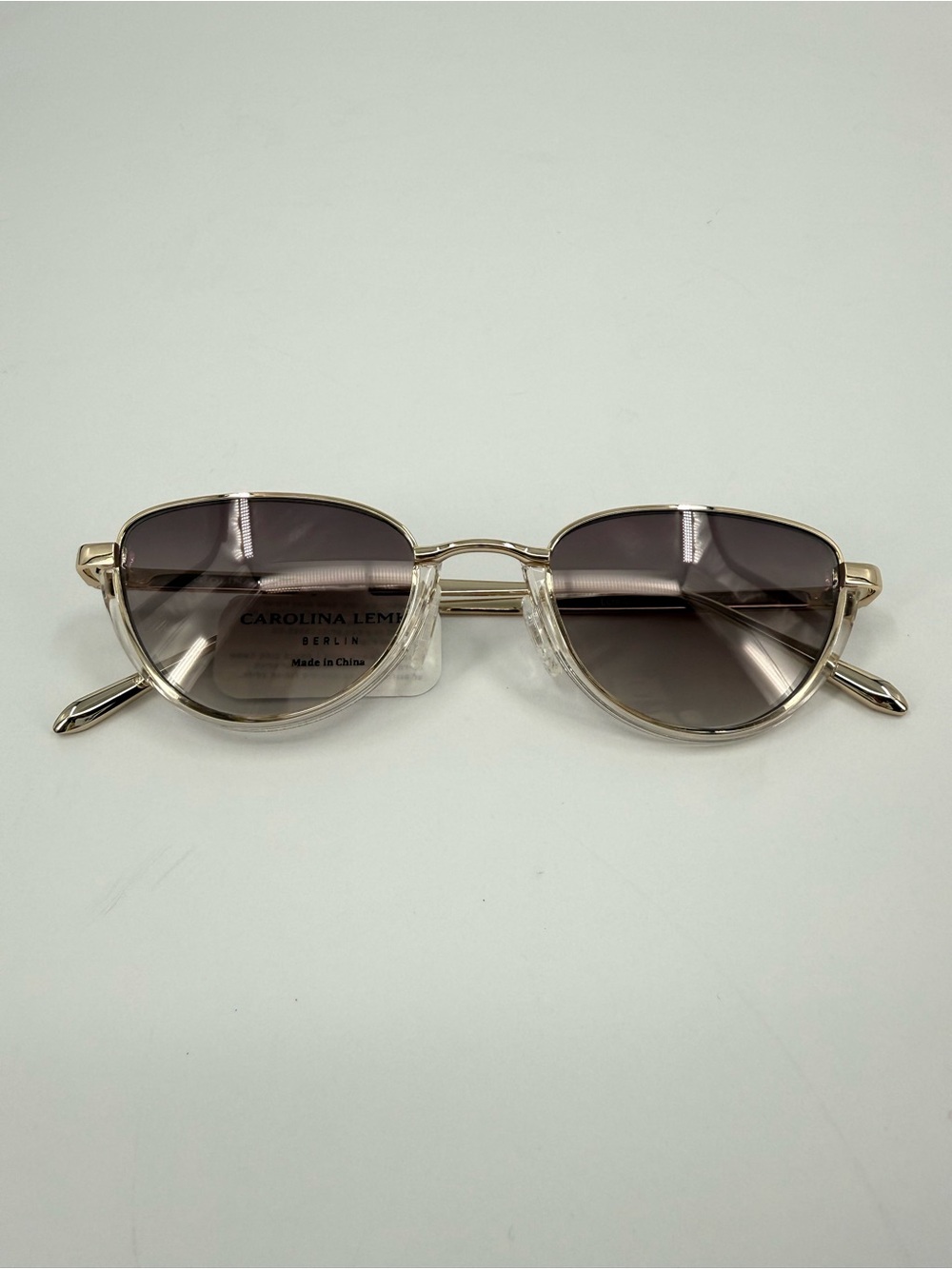 Carolina Lemke Berlin Lura Cat-Eye Sunglasses Clear Gold CL6985-5 49/20/140
